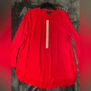 Red silk dress top L